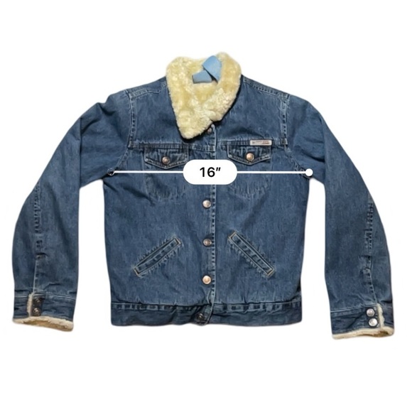 Vintage Roxy Girl Girls Denim Jacket Faux Sherpa Lining - Picture 6 of 8